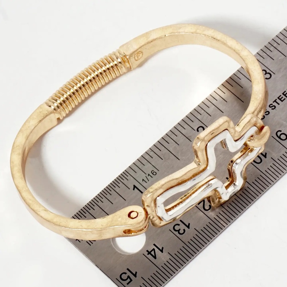 Bijou Gold and Silver Cross Bracelet - Picture 7 of 8